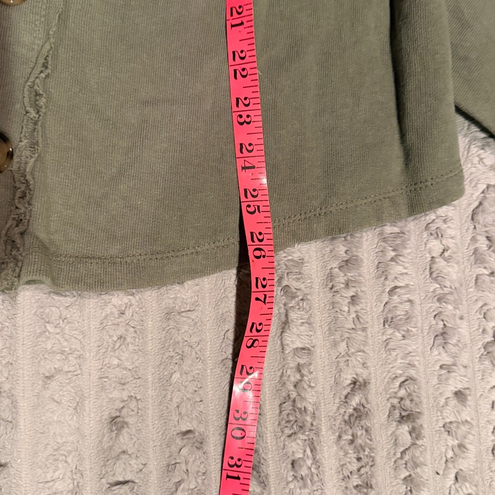 Kensie Jeans Womens Olive Green Utility Button Down Shirt Raw Edge Shacket M - Picture 5 of 7
